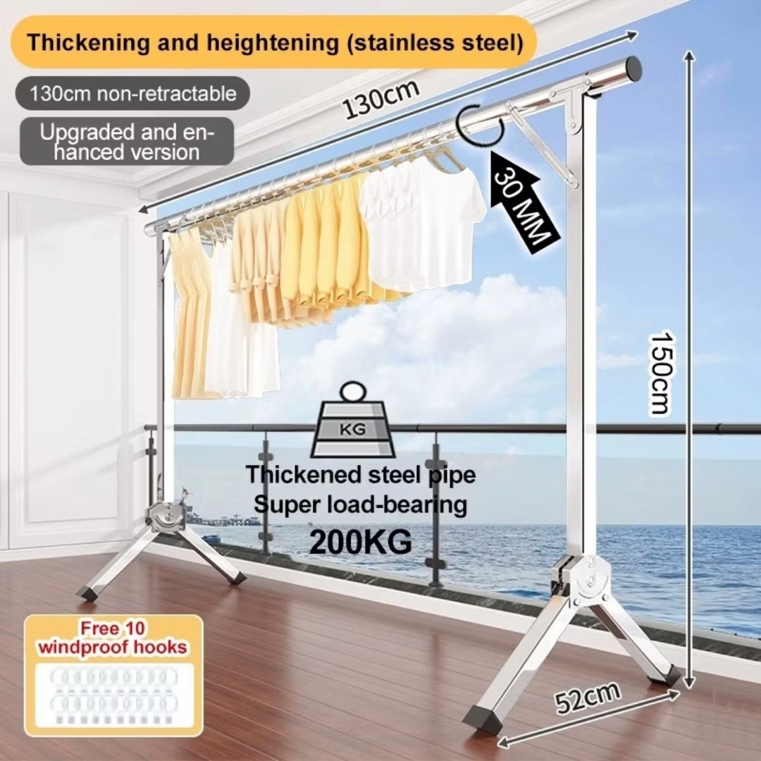 Single Pole Folding Clothes Rack | Durable Stainless Steel Clothes ...