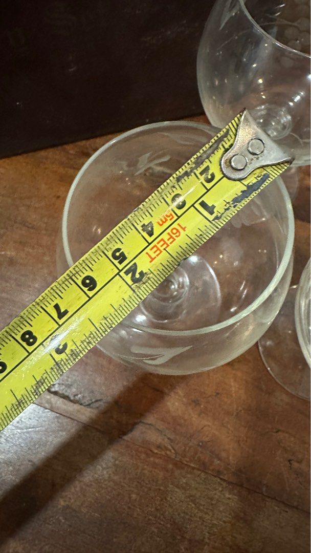 Small Wine Goblets (Category: Other Kitchenware & Tableware) located in San Juan City. Submitted by atdonmiguel (Listing ID 1336023783, Image 3). Description: Small Wine Goblet Set No. of Pcs: 5 Material : Glass with etching 6cm diameter mouth opening x 12.5cm height No damage. All in good condition. Great for parties. Comes with its own original box. Never used..