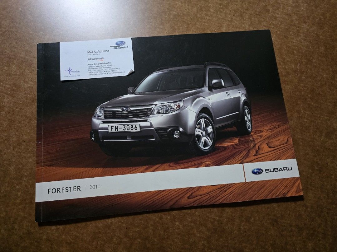 Subaru Forester 2010 Brochure (Category: Used Cars) located in San Juan City. Submitted by YardSaleSanJuan (Listing ID 1336043298, Image 1). Description: Original Subaru Forester Sales Brochure Complete your Forester restoration with the original Brochure from 2010. The iconic Forester with Subaru Boxer engine. 17plus pages of Forester features - makes a good coffee table book for your mancave or part of your car's accessories. pickup: Estancia M