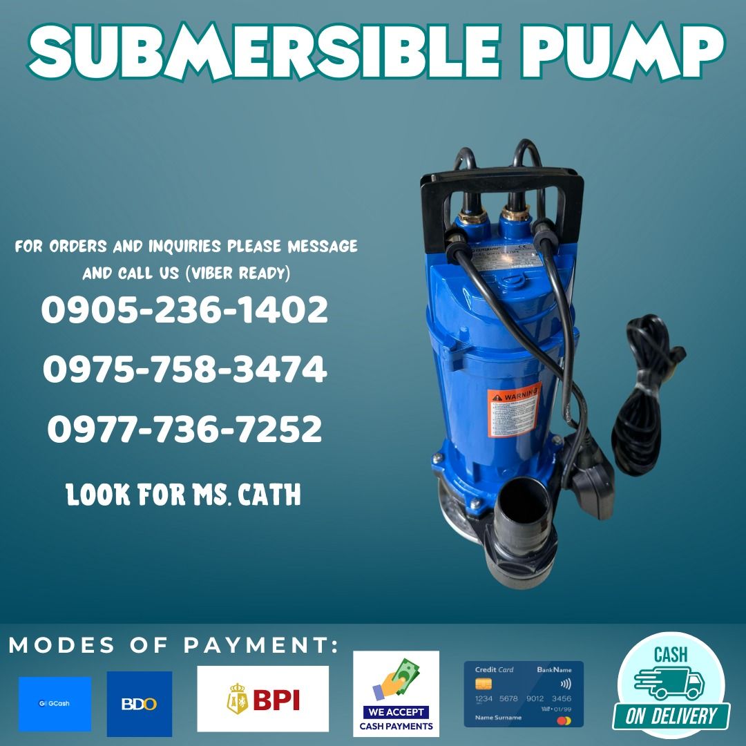 SUBMERSIBLE PUMP (Category: Construction Tools & Equipment) located in Manila. Submitted by cathvesta_sales (Listing ID 1336032042, Image 1). Description: .