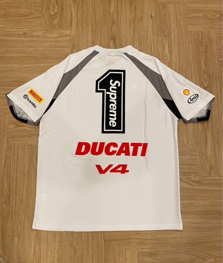 Supreme x Ducati Soccer Jersey White, Men's Fashion, Tops & Sets