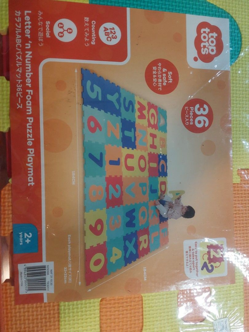 PLAYMAT for baby playpen/play area (Category: Infant Playtime) located in Manila. Submitted by jayar29 (Listing ID 1336088892, Image 2). Description: Puzzle type playmat complete A-Z and 1-10 tiles with carrying case. Mall price is 1600 at Toys R Us Buyer pays for shipping fee. Can do meet ups/free delivery near BF homes paranaque or nearby areas for sure buyers..
