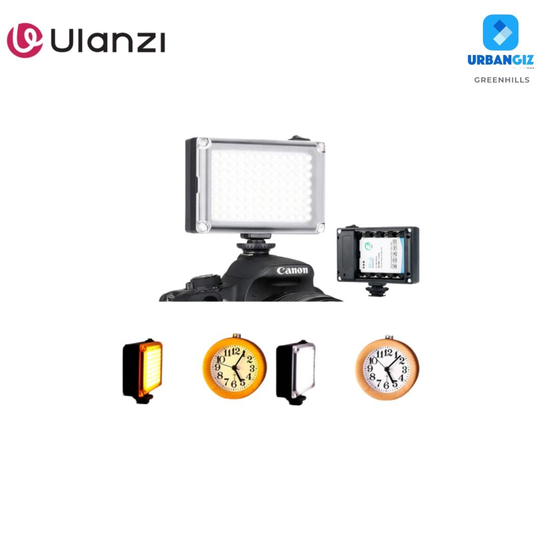 ULANZI 112-LED VIDEO LIGHT (Category: Camera Bags & Carriers) located in San Juan City. Submitted by urbangiz_greenhillsmall (Listing ID 1336079879, Image 3). Description: about this item: > 112-LED On-Camera Light > Requires 1 x BP-4L Battery or 4 x AA > Amber & Diffusion Magnetic Filters > Cold Shoe to 1/4"-20 Thread Mount > Dimming Wheel > On/Off Switch > Includes Storage Pouch.
