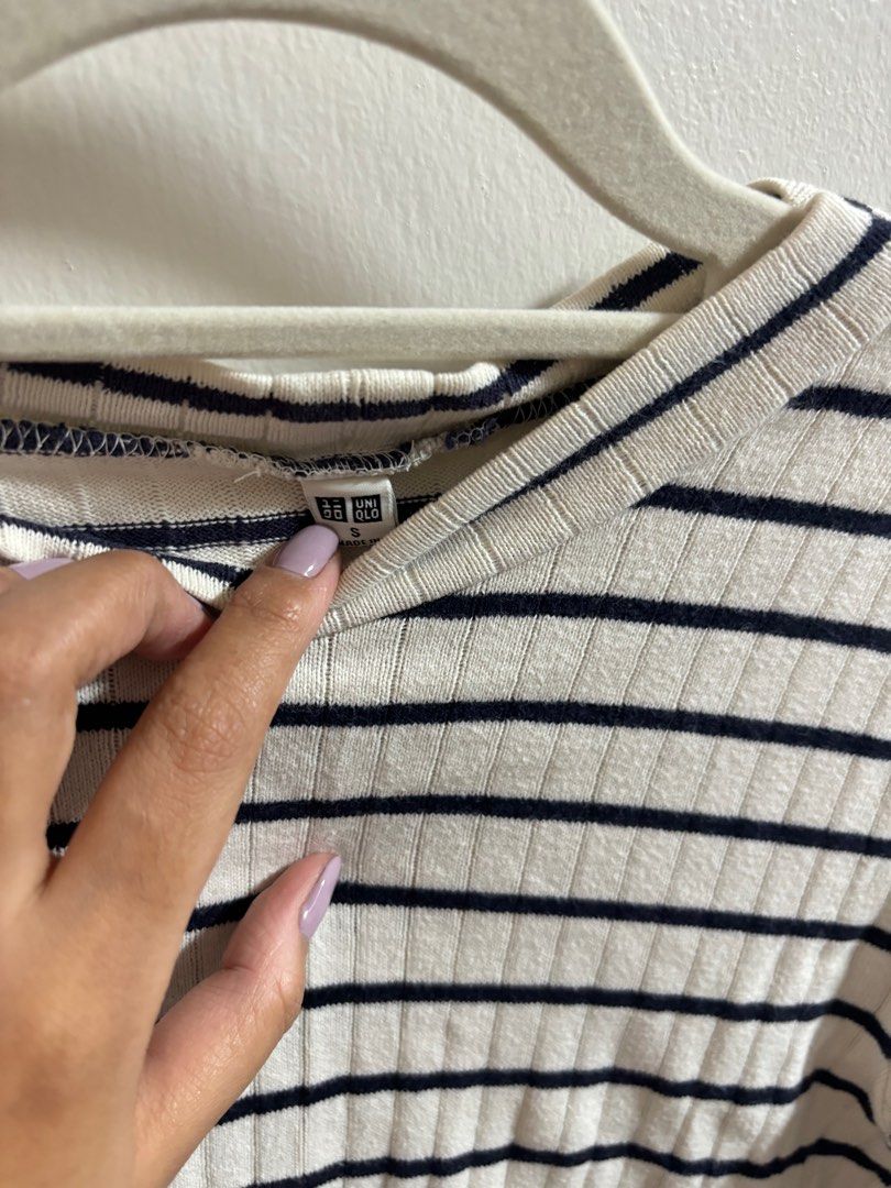 Uniqlo A-line Dress (Category: Dresses) located in Manila. Submitted by thestylishtrunk (Listing ID 1336066184, Image 2). Description: Uniqlo Stripes A-line dress Sold out in stores already Size Small in tag but can fit up to Medium No when worn photo RFS: decluttering.