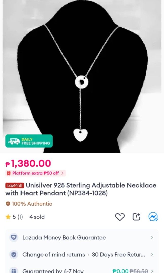Unisilver necklace heart on sale