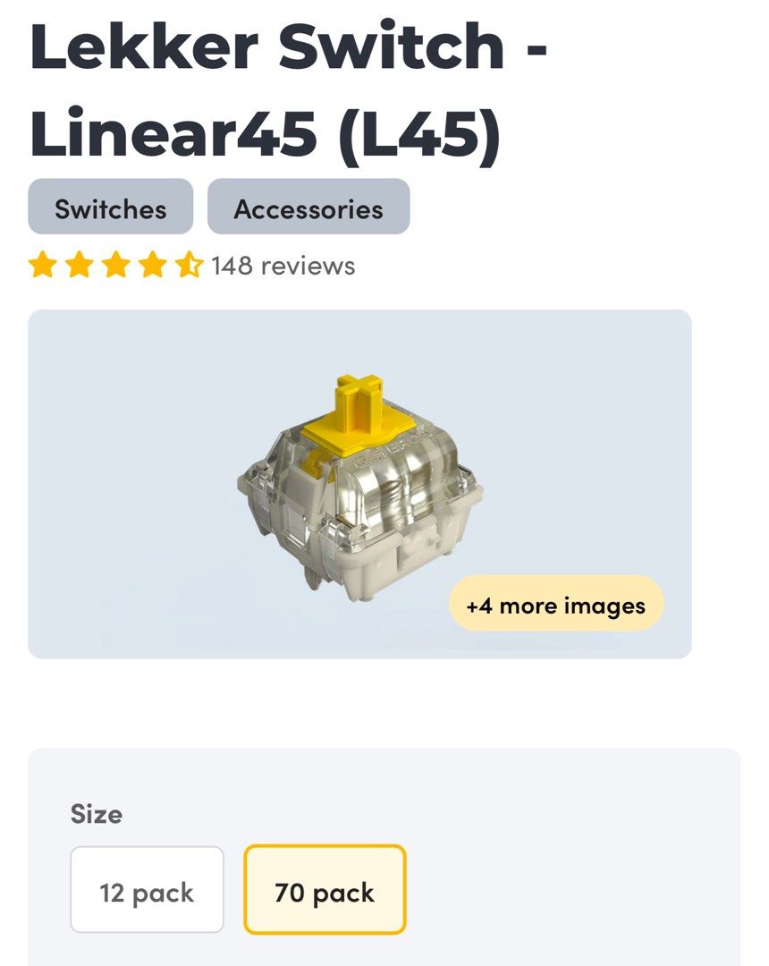 Wooting Lekker Switch Linear45 70個 プレルブ済