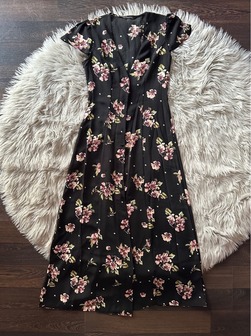 Azara Black Floral Embroidered Maxi Dress