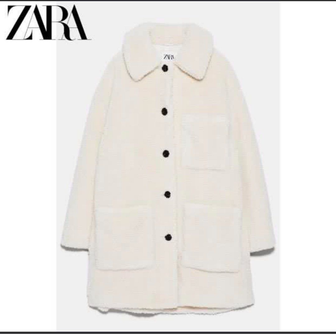 Zara milky white teddy winter coat fluffy jacket Women s Fashion Coats Jackets and Outerwear on Carousell