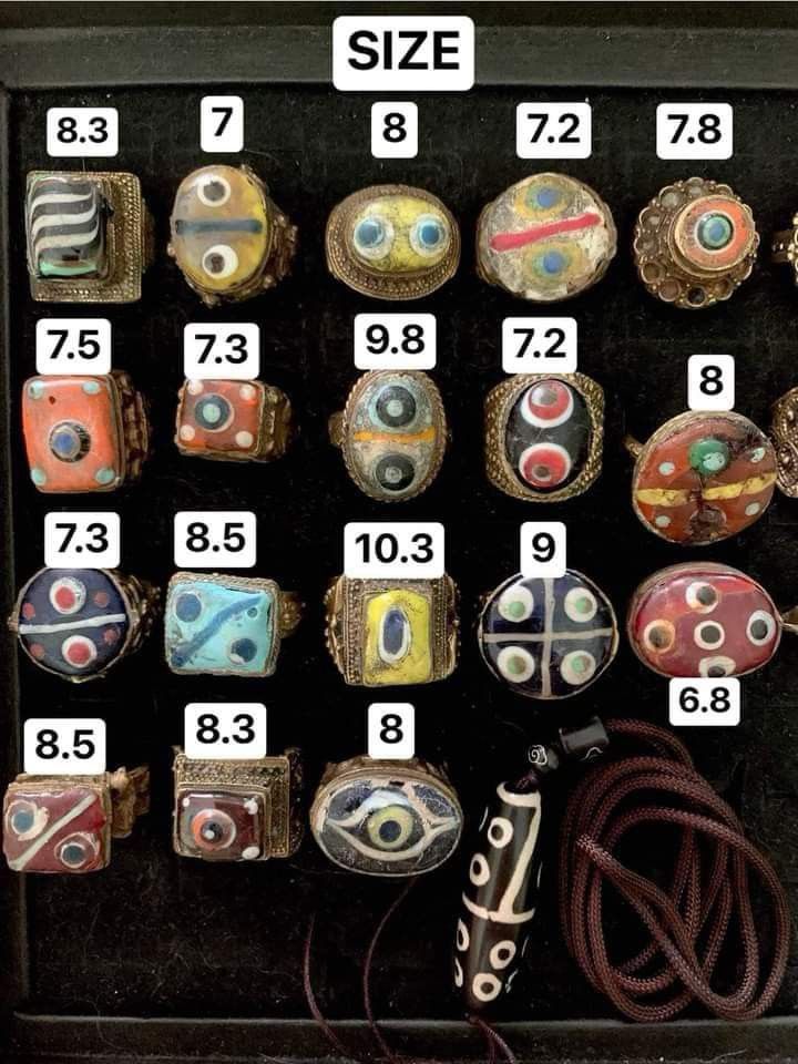 Ancient Roman Antique Evil Eye Ring (Category: Rings) located in Mexico. Submitted by amitabha.antiques.artifacts (Listing ID 1334472683, Image 2). Description: Ancient Roman Antique Evil Eye Ring Rare Find!! Bought in Tibet but soil found in Afghanistan MATERIAL: Brass and Old Gabri Glass Pm me for more detailas and photos (approx 80-100years old)🪬🪬🪬 Benefits of Evil Eye Jewellery Protection: Evil eyes protect you from negative energy, bad in