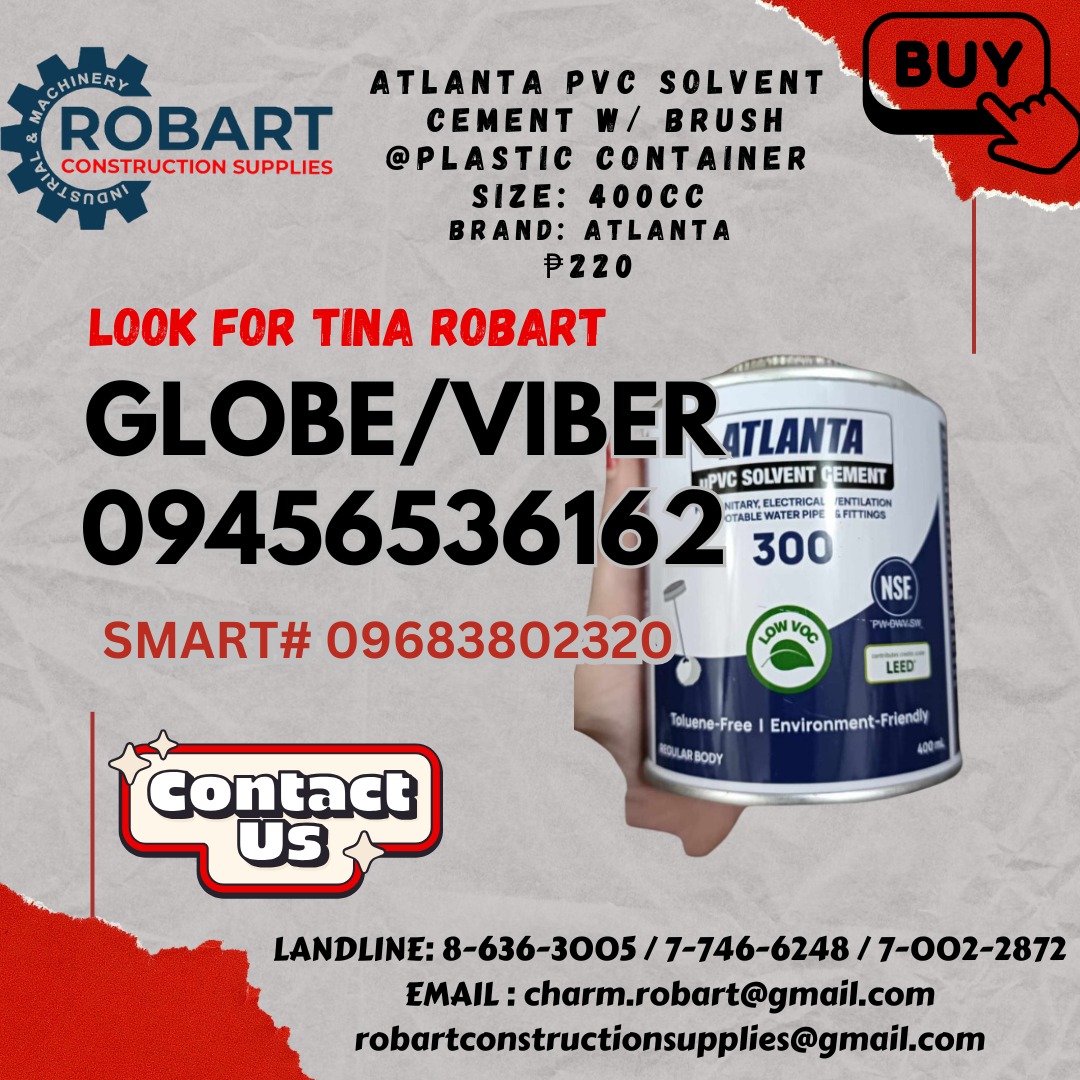 Atlanta PVC Solvent Cement w/ Brush @Plastic Container 400cc ...