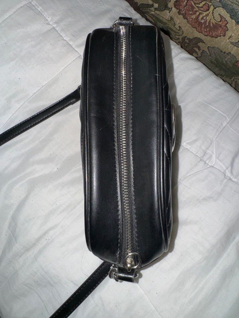 Gucci black bag silver chain top