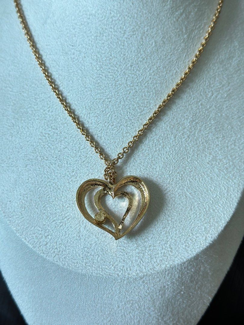 AVON Heart-shaped pendant mixed purple stones long necklace