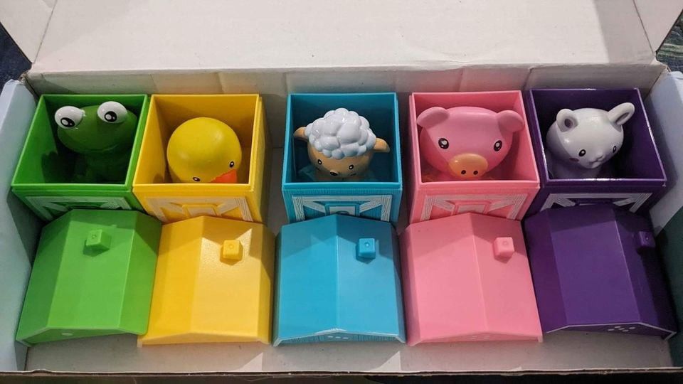 Barn Houses Finger Figurines 1-5 (Category: Infant Playtime) located in Quezon City. Submitted by cdgextra (Listing ID 1336218410, Image 3). Description: Brand new! Never used! Still with box. A toy set for the little ones, includes five finger puppets with accompanying barn houses for storage. Colorful and great for teaching numbers, animals, and storytelling for your little one. Good for developing fine motor skills and hand-eye coordination, w