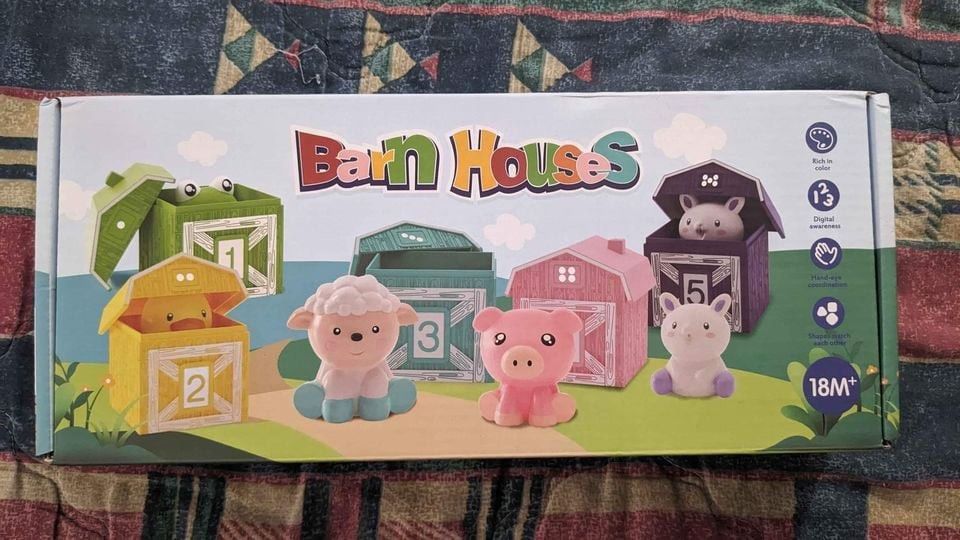 Barn Houses Finger Figurines 1-5 (Category: Infant Playtime) located in Quezon City. Submitted by cdgextra (Listing ID 1336218410, Image 1). Description: Brand new! Never used! Still with box. A toy set for the little ones, includes five finger puppets with accompanying barn houses for storage. Colorful and great for teaching numbers, animals, and storytelling for your little one. Good for developing fine motor skills and hand-eye coordination, w