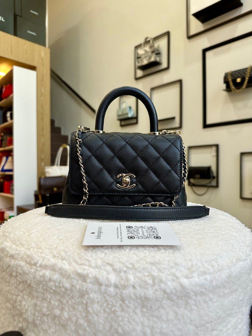 Chanel Mini Coco Handle Black Caviar LGHW, Luxury, Bags Wallets