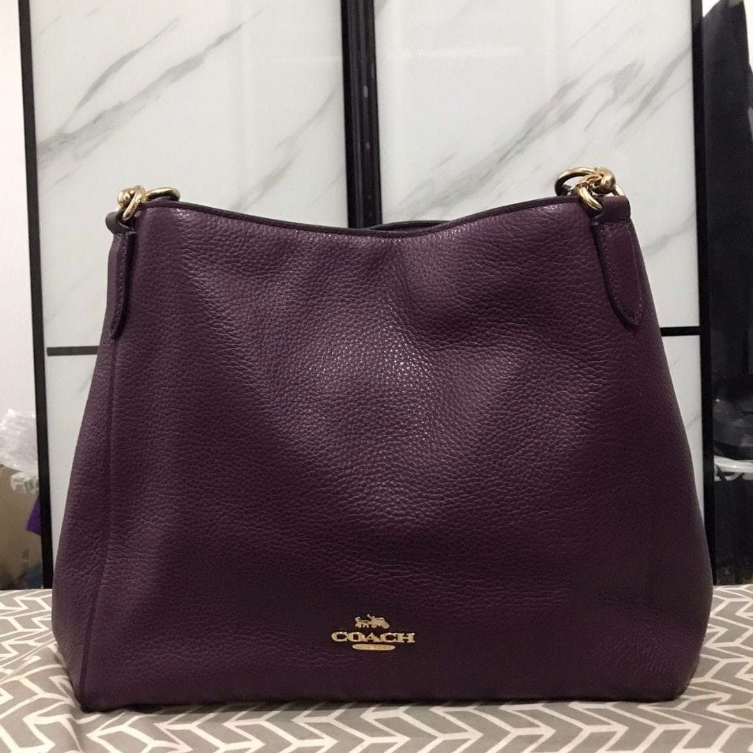COACH Hallie Shoulder Bag Boysenberry F80268 100 Authentic Made in USA Shoulder bag