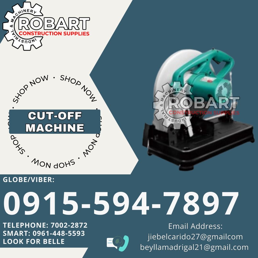 Cut-Off Machine (Category: Construction Tools & Equipment) located in Manila. Submitted by bellarobart (Listing ID 1336196173, Image 1). Description: Cut-Off Machine Brand: DZA 2200W 𝑹𝑶𝑩𝑨𝑹𝑻 𝑪𝑶𝑵𝑺𝑻𝑹𝑼𝑪𝑻𝑰𝑶𝑵 𝑺𝑼𝑷𝑷𝑳𝑰𝑬𝑺 Office Address: 1405 Yuseco St. Sta Cruz Manila SEND US MESSAGE FOR INQUIRIES ‼️ ‼️ Glb/Vibr: 0915-594-7897 Smrt: 0961-448-5593 Landline: (7746-6248 / 7002-2872) 𝓛𝓞𝓞𝓚 𝓕𝓞𝓡 𝓑𝓔𝓛𝓛𝓔 🔵 100% Trusted Supplie