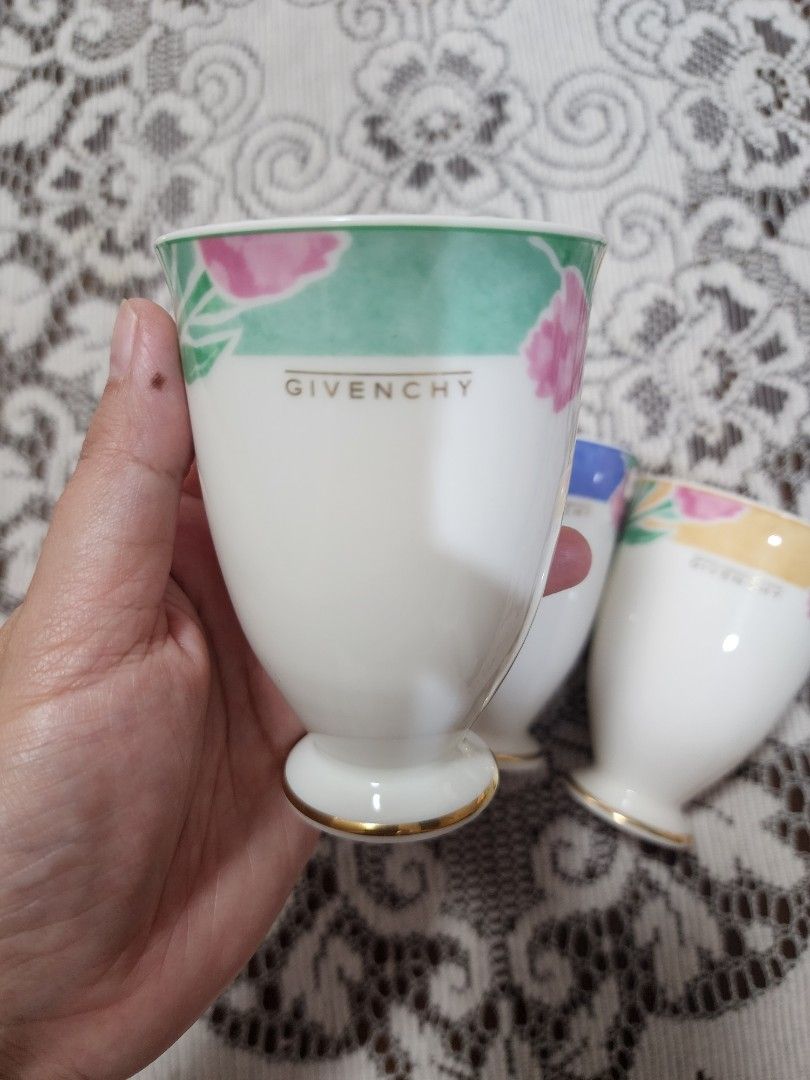 SALE❗️GIVENCHY Footed Cups - 4 pcs (Category: Coffee & Tea Tableware) located in Quezon City. Submitted by senyoramaria (Listing ID 1336215565, Image 2). Description: GIVENCHY Paris by Yamaka International 4 pcs Footed Cups Gold intact except for yellow (with minimal gold rubs, please check last photo)..