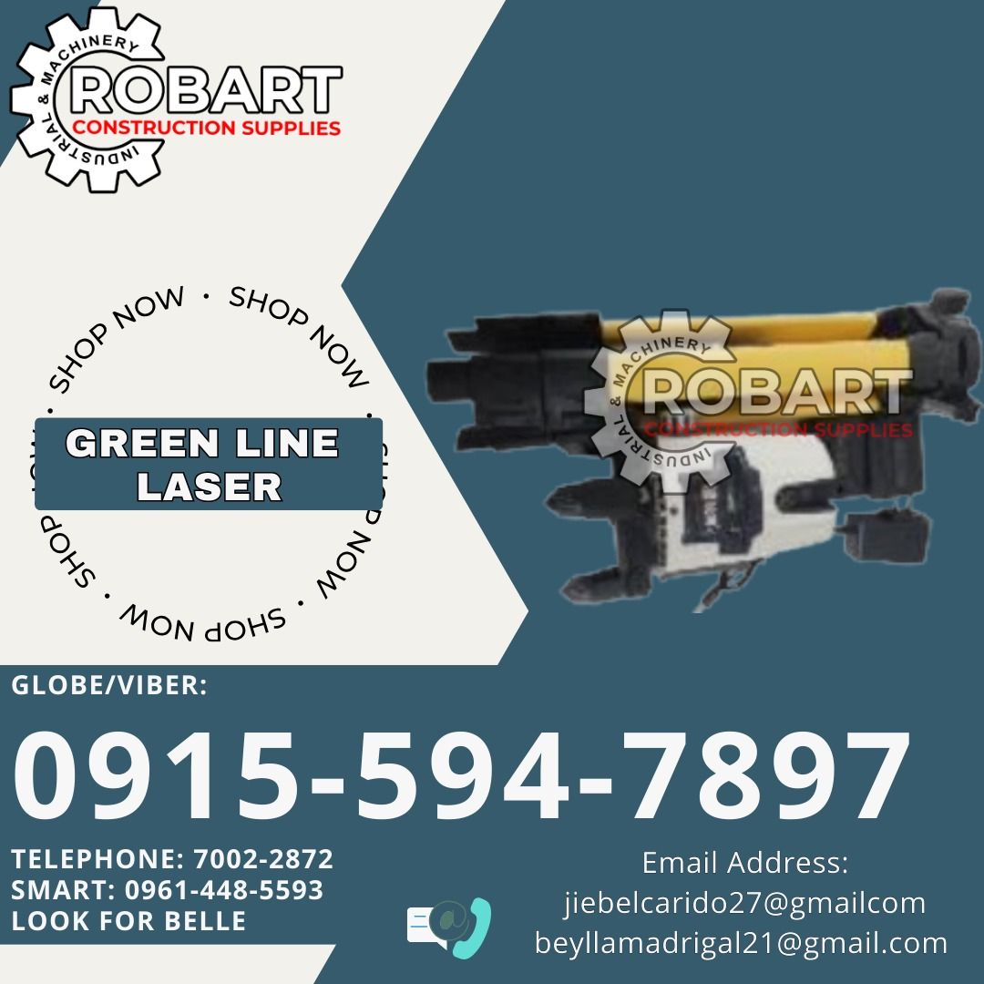 Green line Laser (Category: Construction Tools & Equipment) located in Manila. Submitted by bellarobart (Listing ID 1336163138, Image 1). Description: Green line Laser Code: SPY-01 Type: Green light 1V1H1D, 2V1H1D, 4V1H1D ₱2,800 Code: SPY-02 Type: 5 Line Level ₱4,150 𝑹𝑶𝑩𝑨𝑹𝑻 𝑪𝑶𝑵𝑺𝑻𝑹𝑼𝑪𝑻𝑰𝑶𝑵 𝑺𝑼𝑷𝑷𝑳𝑰𝑬𝑺 Office Address: 1405 Yuseco St. Sta Cruz Manila SEND US MESSAGE FOR INQUIRIES ‼️ ‼️ Glb/Vibr: 0915-594-7897 Smrt: 0961-448-5593