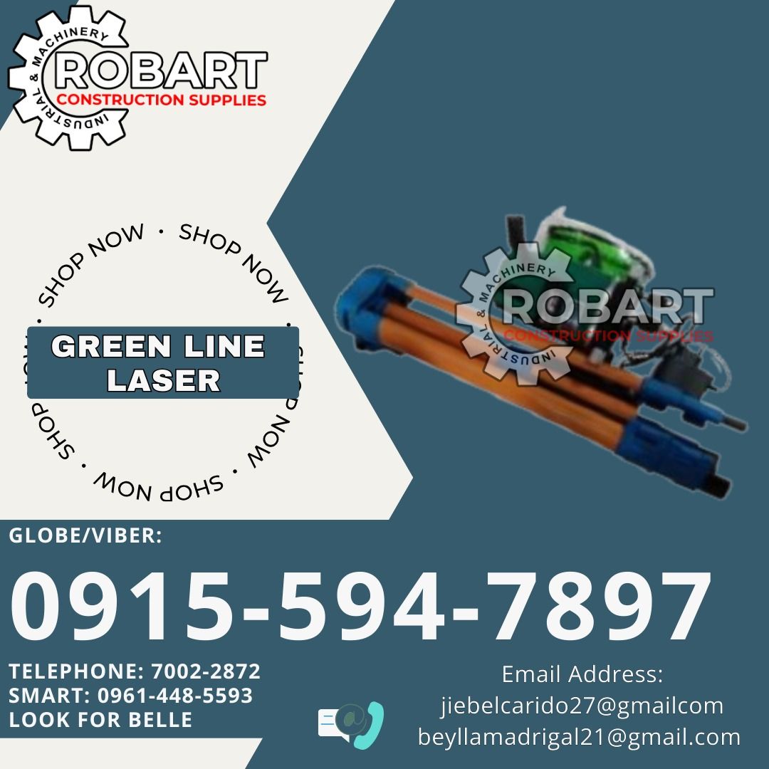 Green line Laser (Category: Construction Tools & Equipment) located in Manila. Submitted by bellarobart (Listing ID 1336163138, Image 2). Description: Green line Laser Code: SPY-01 Type: Green light 1V1H1D, 2V1H1D, 4V1H1D ₱2,800 Code: SPY-02 Type: 5 Line Level ₱4,150 𝑹𝑶𝑩𝑨𝑹𝑻 𝑪𝑶𝑵𝑺𝑻𝑹𝑼𝑪𝑻𝑰𝑶𝑵 𝑺𝑼𝑷𝑷𝑳𝑰𝑬𝑺 Office Address: 1405 Yuseco St. Sta Cruz Manila SEND US MESSAGE FOR INQUIRIES ‼️ ‼️ Glb/Vibr: 0915-594-7897 Smrt: 0961-448-5593