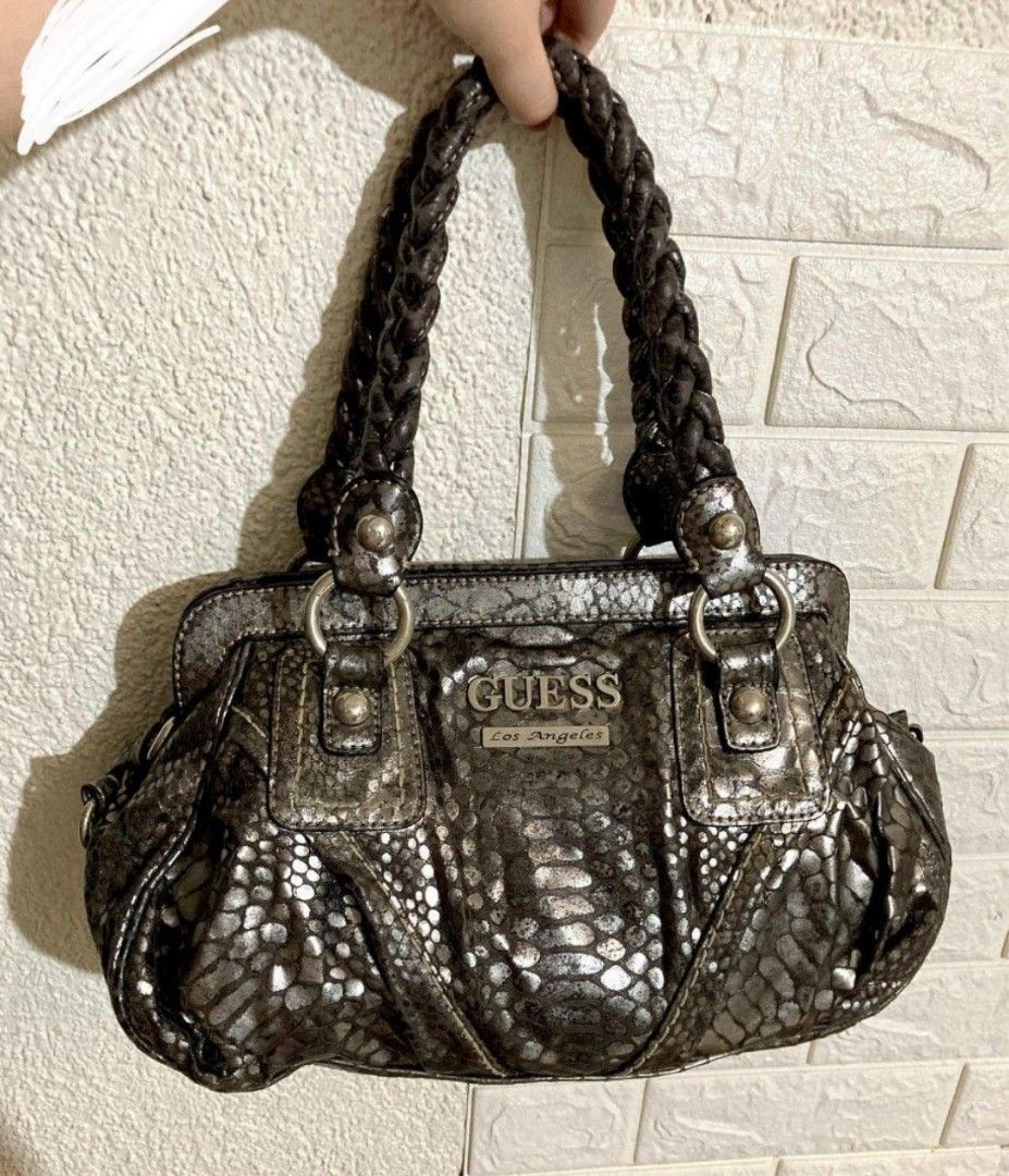 Guess snake skin silver shoulder bag y2k guess kili kili bag guess bowling bag