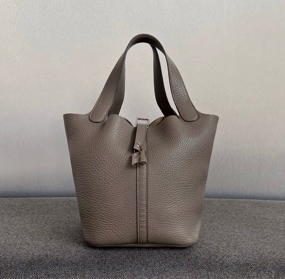 Hermes Picotin 22 Etain Clemence Phw, Luxury, Bags Wallets on