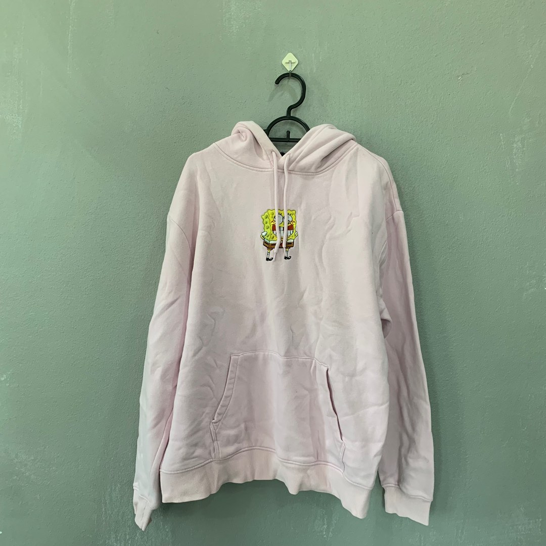 H M SpongeBob Regular Fit Pink Hoodie Men s Fashion Tops Sets Hoodies on Carousell