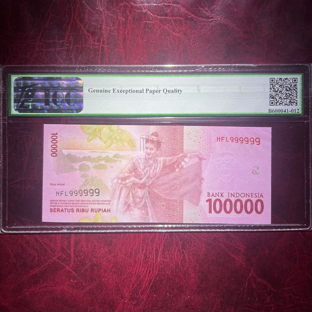 Indonesia 65GEPQ 100,000 Rupiah 2016-18 Solid 999999 Uncirculated One  Hundred Thousand Rp100K Banknote 9 / TQG65