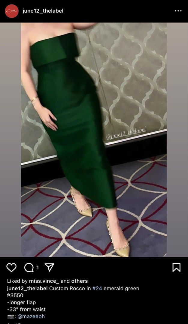 @june12_thelabel Custom Rocco Dress (Category: Dresses) located in Davao. Submitted by marifindsph (Listing ID 1336312368, Image 2). Description: — used once for a wedding :( — bust size 33, waist size 26 No to low ballers pls .