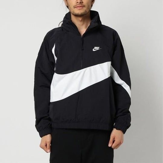 Nike half zipper big swoosh asia edition woven jacket Men s Fashion Tops Sets Hoodies on Carousell
