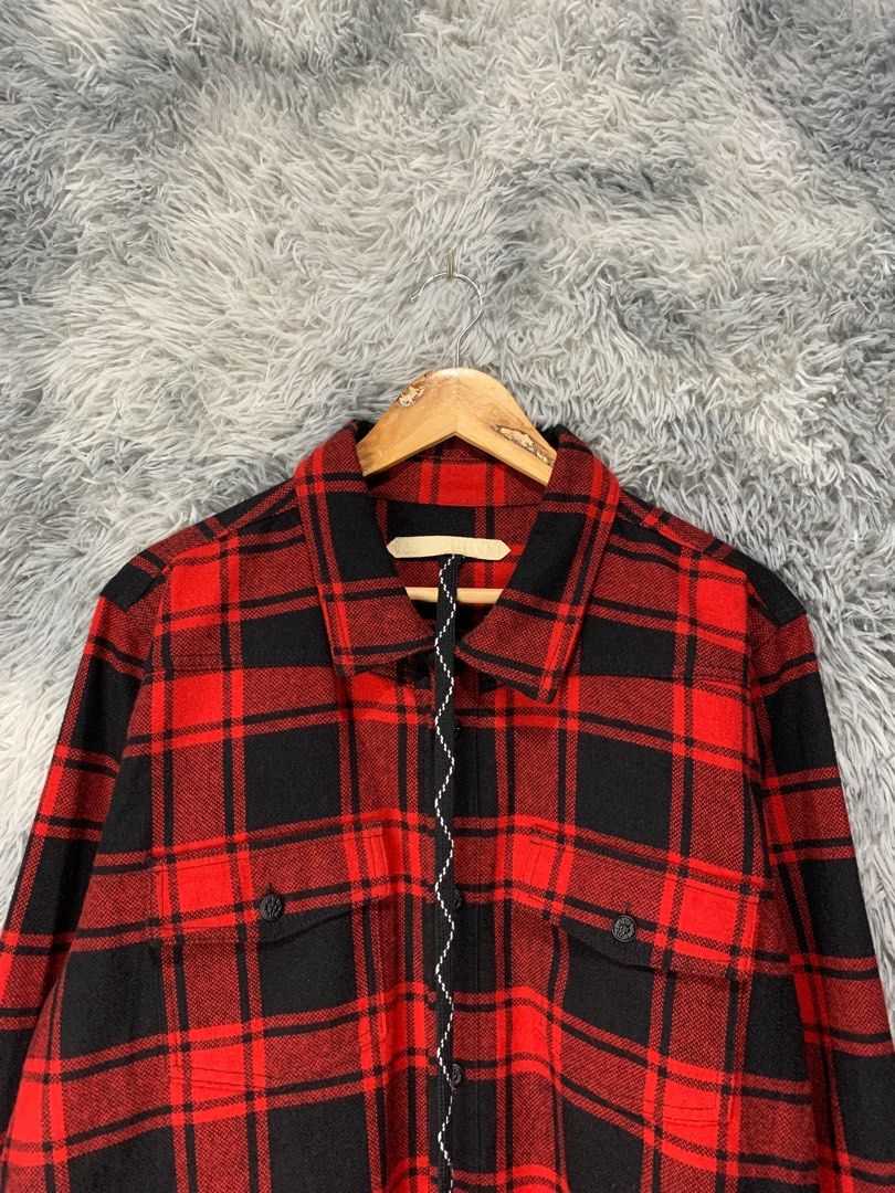 Off white kanye west 14ss wool plaid shirt Luxury Apparel on Carousell