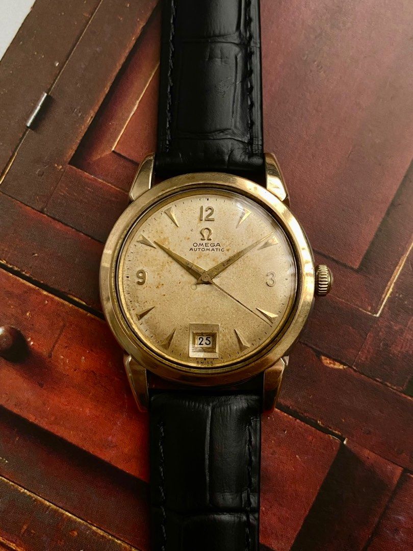 Omega Seamaster Calendar (Category: Luxury Watches) located in Pasig City. Submitted by watchtradeph (Listing ID 1336263849, Image 2). Description: Omega Seamaster Calendar [Ref: 2627-8] Automatic Year: 1950 | Serial: 1257**** Material: gold-capped Case: 35mm, bevelled-lugs Strap: brand new leather, 18mm lugs All original watch head Newly serviced .