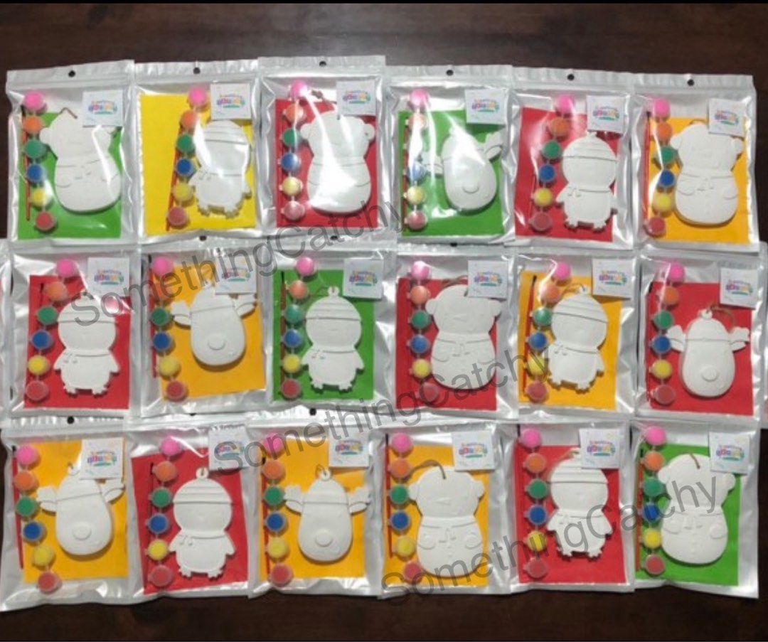 Party Giveaways (Category: Craft Supplies & Tools) located in Las Pinas. Submitted by somethingcatchy (Listing ID 1336302499, Image 2). Description: Party Giveaways Available: Great for holiday gifts, giveaways, and activities. • Plaster Paint Set 6 washable paints 1 Christmas character plaster art • 3’s Sand Painting Set 3 colored sands 3 different stick-on design sheets • Ornament Set 6 color pens 2 wooden Christmas ornaments 3 small plaster ar