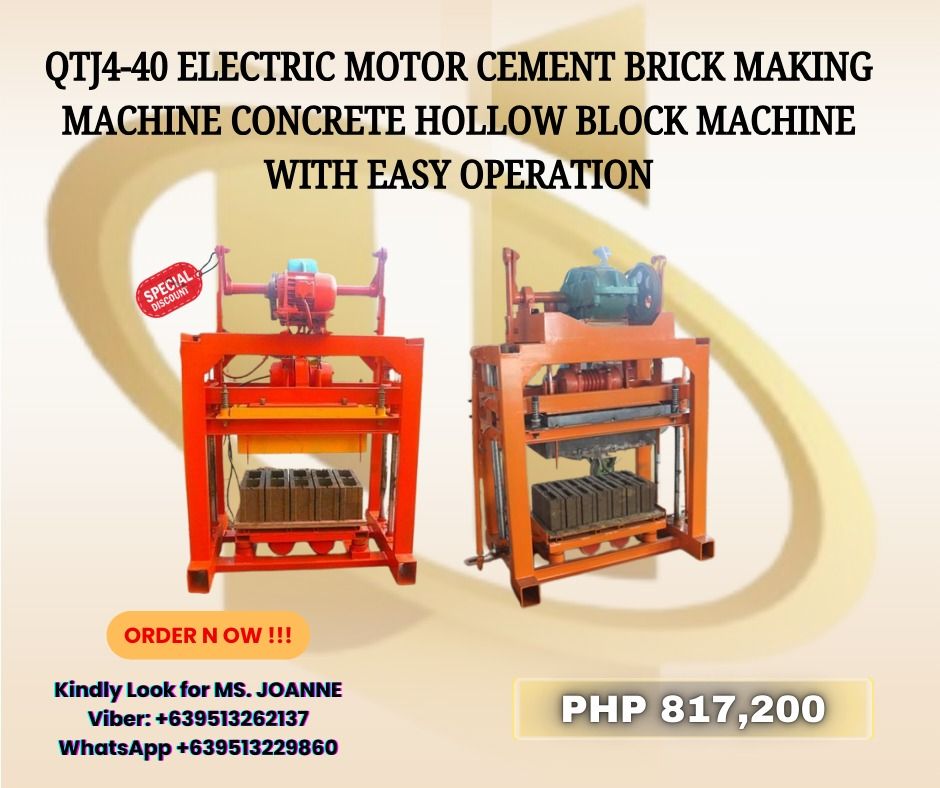 QTJ4-40 electric motor cement brick making machine concrete hollow ...