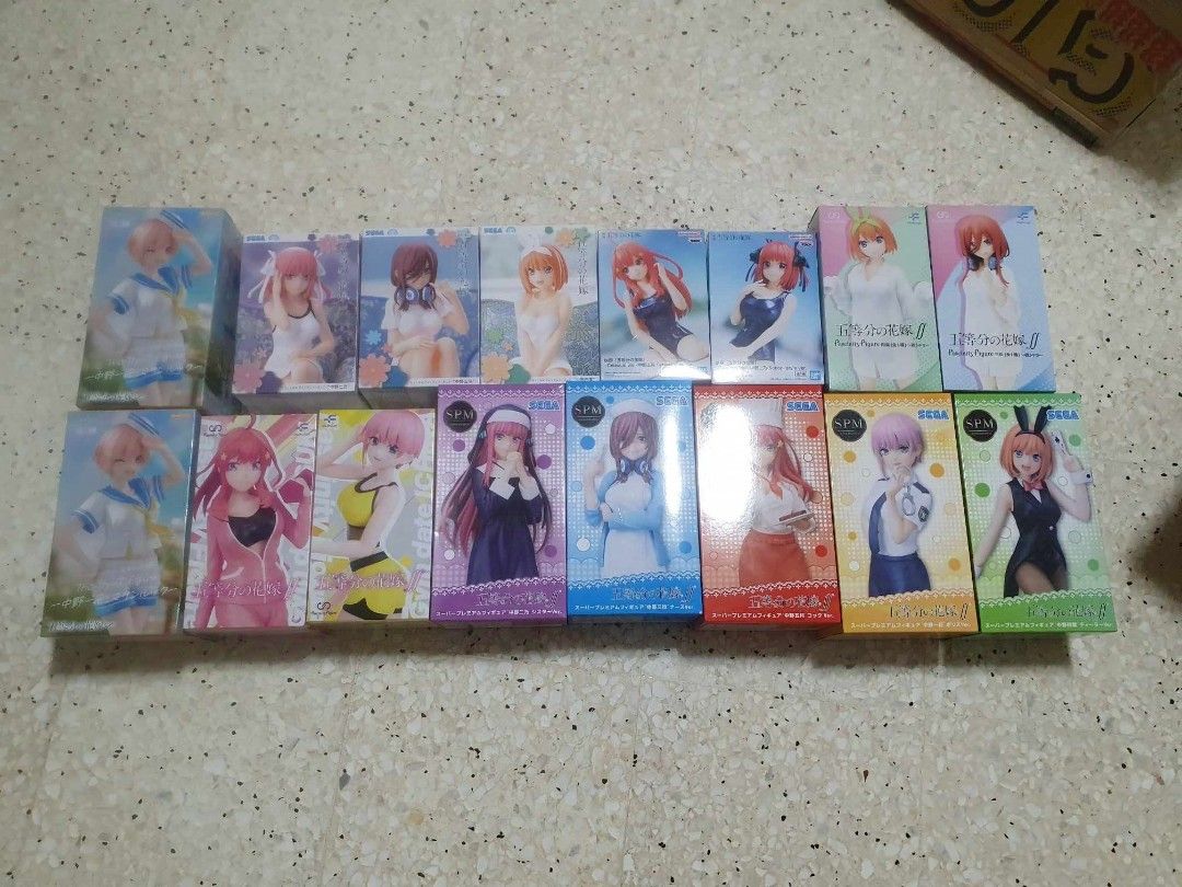 Quintessential Quintuplets Nakano Itsuki Yotsuba Miku Nino Ichika Anime Figure Figurine Statue Kuji DXF Grandista Aniplex Artfx Kotobukiya POP Megahouse Figuarts Banpresto Furyu Taito Exq Bicute Model Kit (Category: Toy Figures) located in Singapore. Submitted by ToysInc (Listing ID 1336236003, Image 1). Description: prices in 2nd pic.