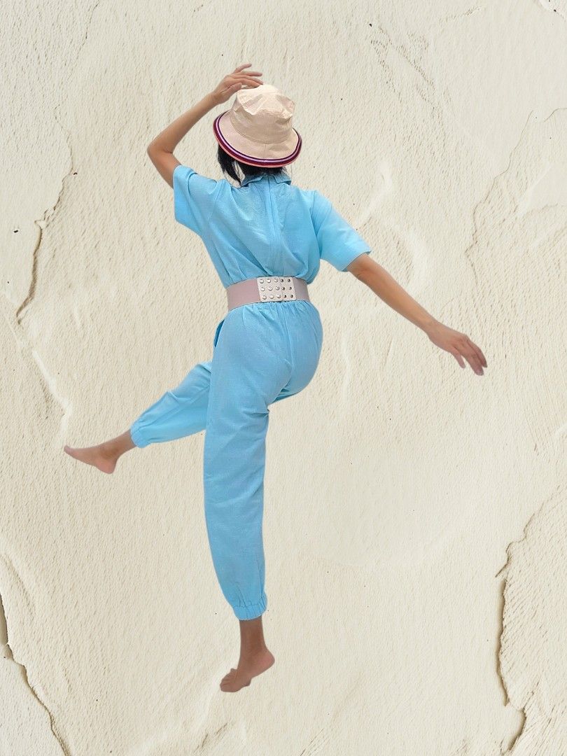 Safari Jumpsuit Sky Blue not love bonito zara h m mango Fesyen Wanita Pakaian Wanita Jumpsuits di Carousell