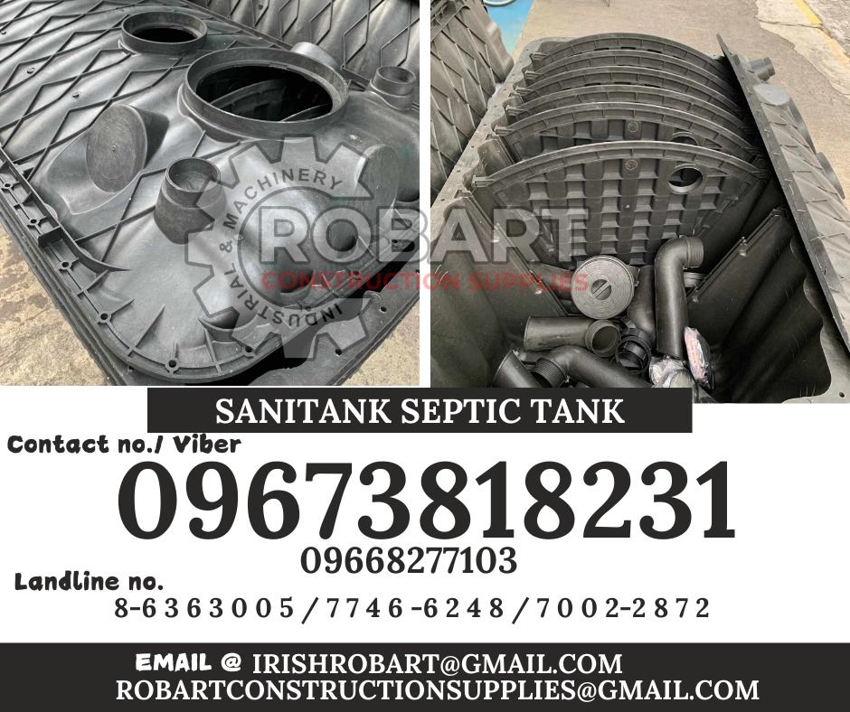 Sanitank septic tank (Category: Construction Tools & Equipment) located in Manila. Submitted by irishrobart_22 (Listing ID 1336240454, Image 1). Description: Sanitank septic tank model: SNSP1000 size: 1000L SEND US MESSAGE FOR INQUIRIES ‼️‼️ LOOK FOR IRISH ROBART VBR : 0 9 6 7 3 8 1 8 2 3 1/ 0 9 6 7 3 8 1 8 2 3 4 LANDLINE 8-6 3 6 3 0 0 5 / 7 7 4 6 -6 2 4 / 7 0 0 2-2 8 7 2 GMAIL: I R I S H R O B A R T @ G M A I L . C O M Office Address: 1405 Yusec