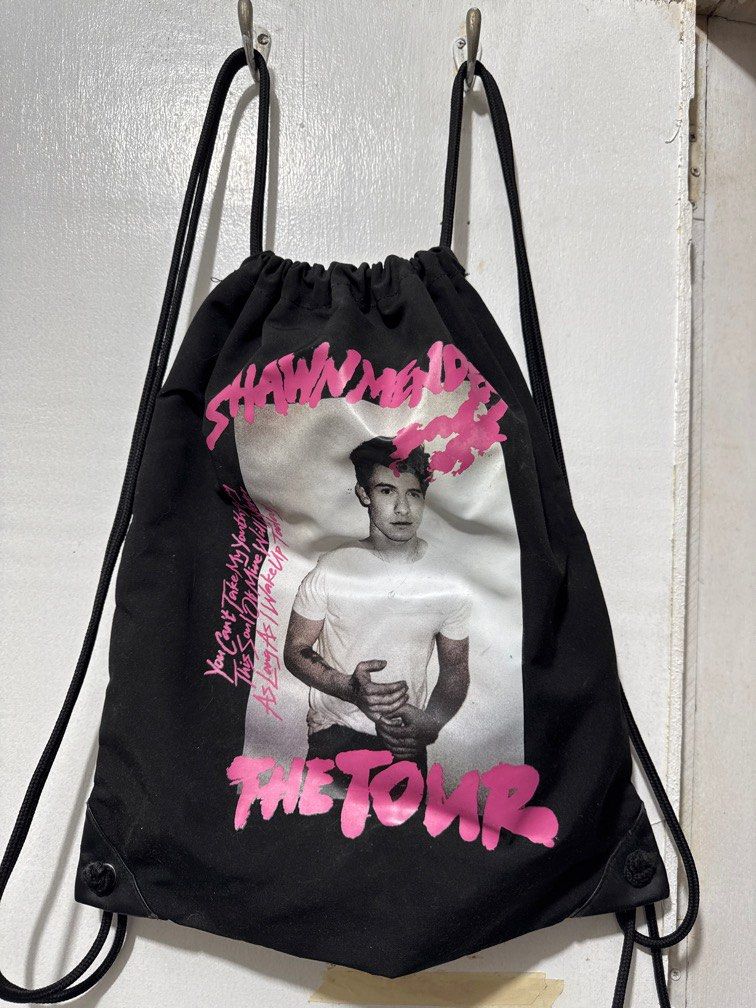 Shawn Mendes Draw String The Tour Bag Women s Fashion Bags Wallets Backpacks on Carousell