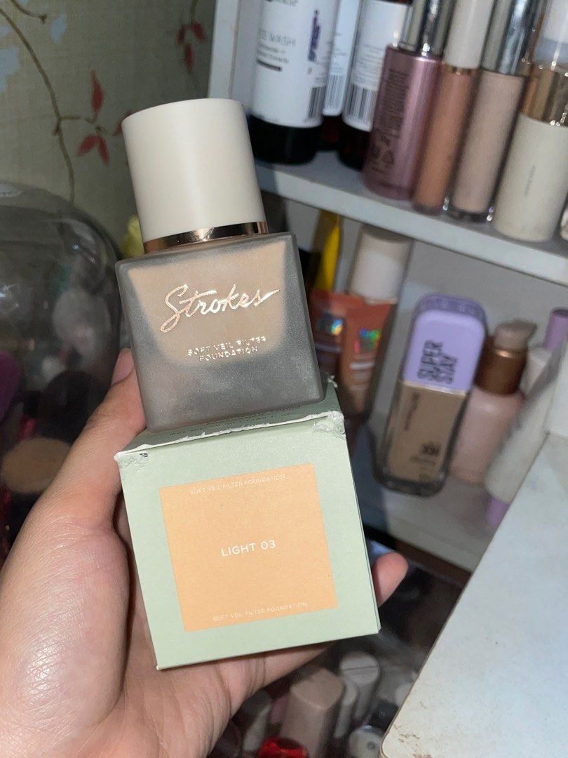Strokes Soft Veil Filter Foundation (Category: Makeup) located in Rodriguez. Submitted by sam1130ba52300 (Listing ID 1336291548, Image 3). Description: Strokes ₱400 Soft Veil Filter Foundation Light 3 95% (used twice) opened Oct 11 rfs: too many base products.