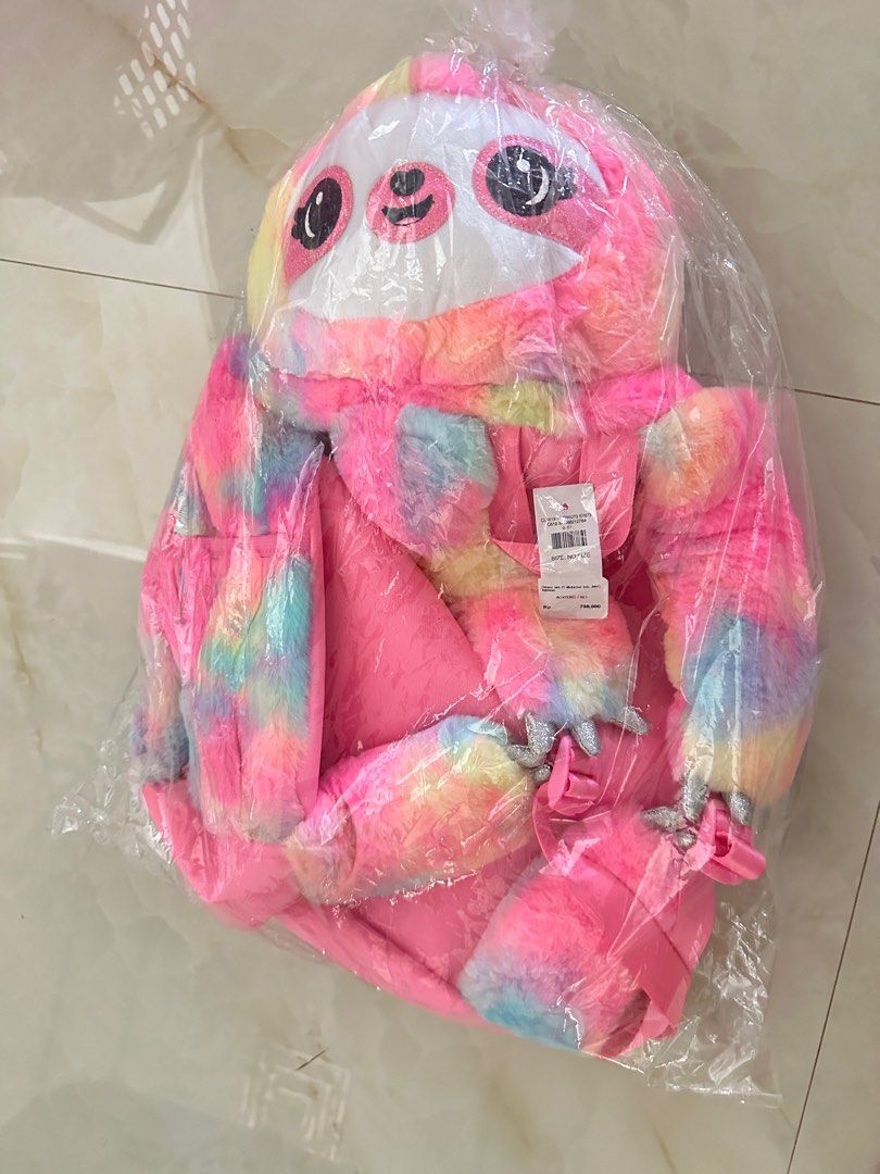 TAS JUSTICE ANAK SLOTH PINK BACKPACK NEW ORI RANSEL GLITTER