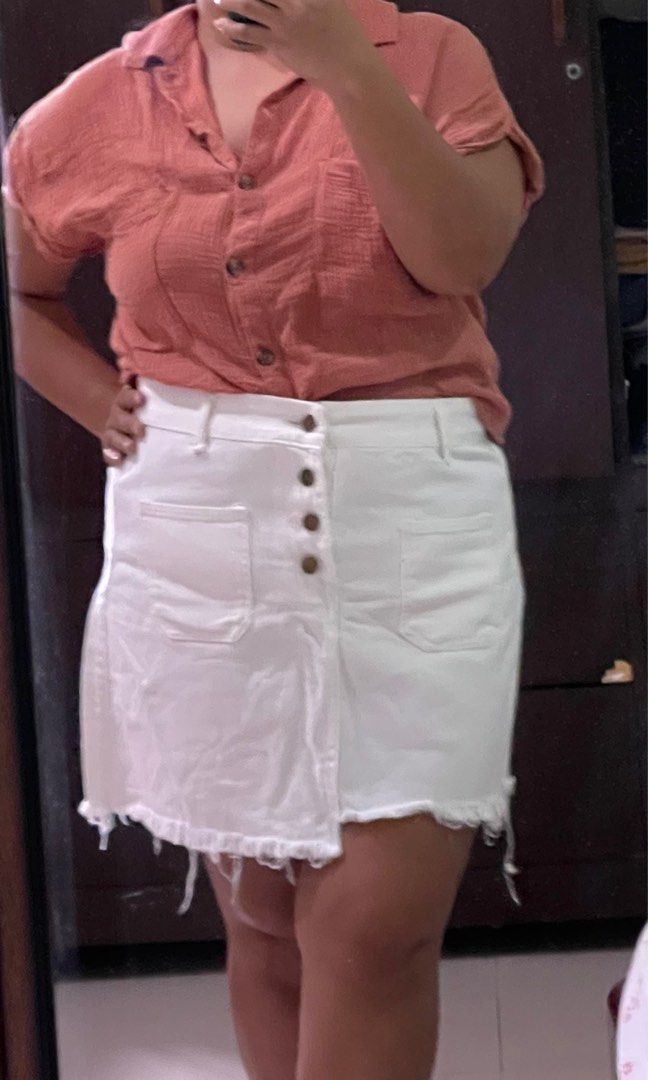 White jean skirt 3xl outlet