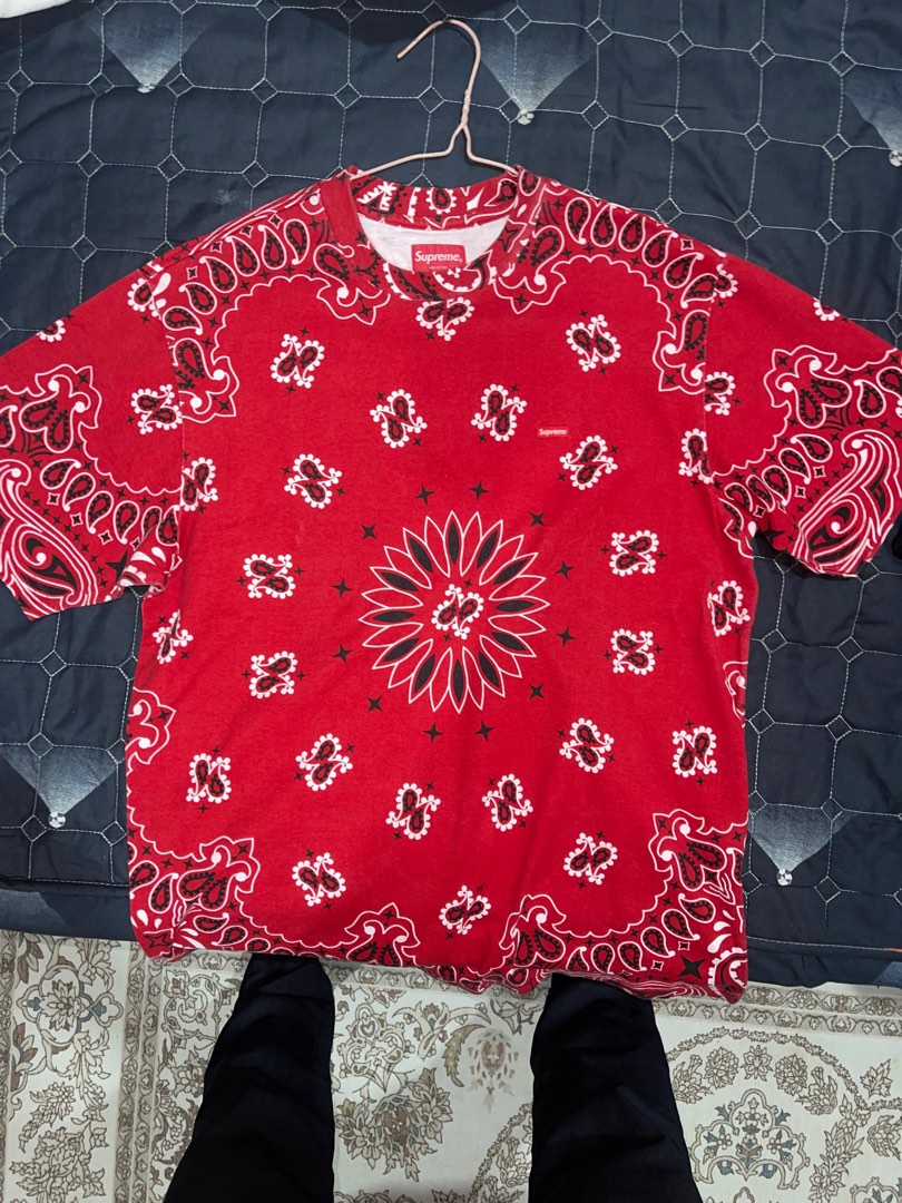 WTS Supreme Red Bandana Original 100 Men s Fashion Tops Sets Tshirts Polo Shirts on Carousell