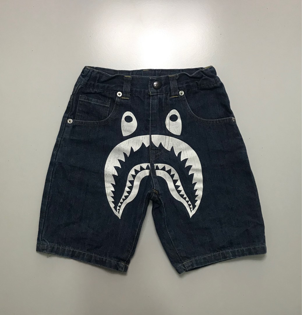 BAPE KIDS Bape shark denim blue short Size 5T Babies Kids Babies Kids Fashion on Carousell
