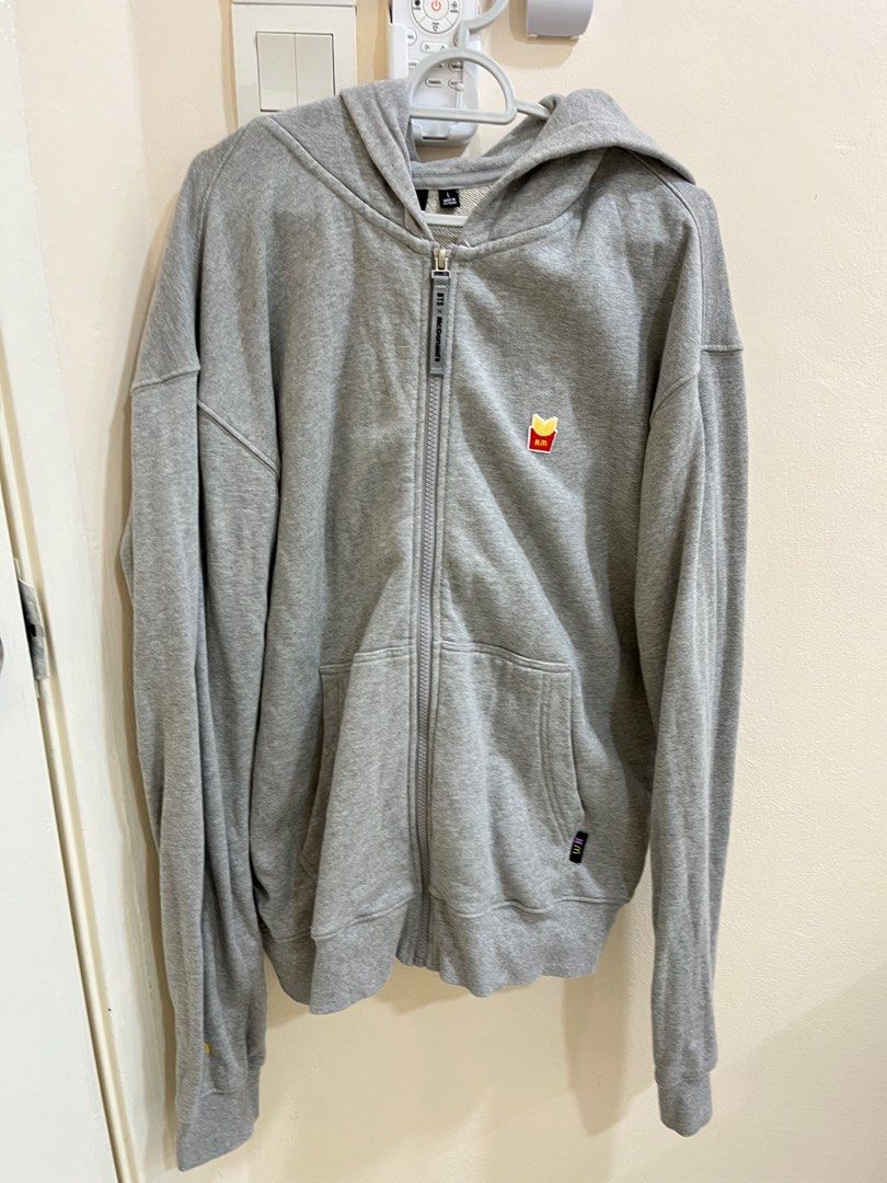 BTS×McD Logo Zip Up Hoodie (grey)