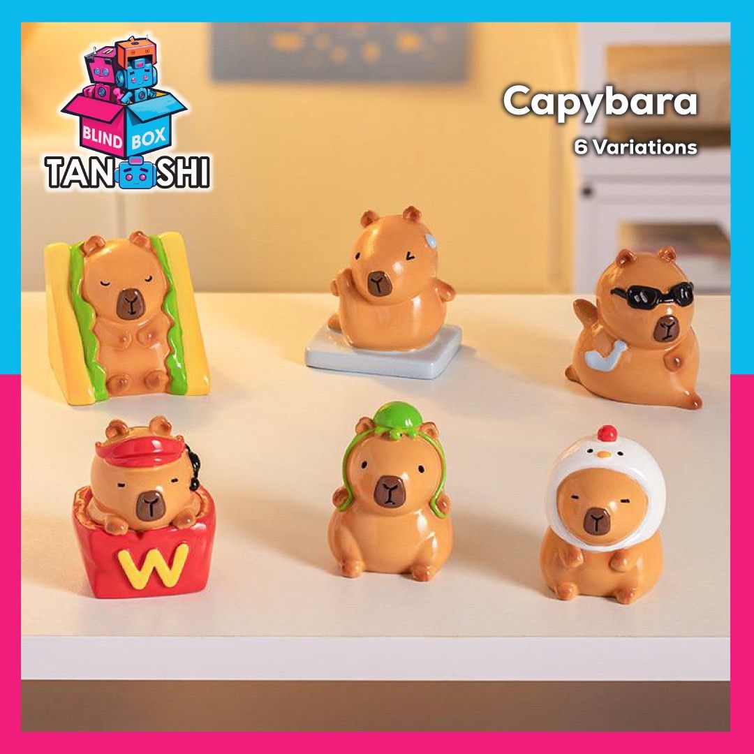 DEZP Mini Figure Collection – Ornamenti A Sorpresa (Capibara E Altri), Con Adesivi, Per Telefono, PC, Auto
