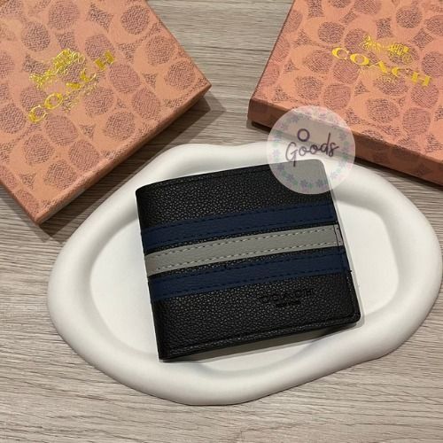 Coach blue stripe wallet deals