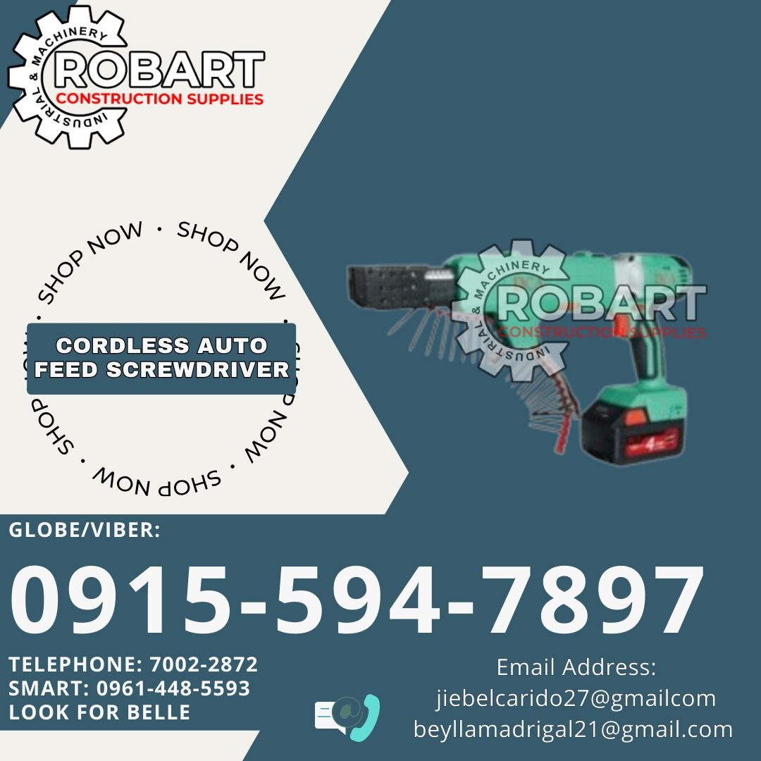 Cordless Auto Feed Screwdriver (Category: Construction Tools & Equipment) located in Manila. Submitted by bellarobart (Listing ID 1336330462, Image 1). Description: Cordless Auto Feed Screwdriver Brand: DCA Model: ADPL6 𝑹𝑶𝑩𝑨𝑹𝑻 𝑪𝑶𝑵𝑺𝑻𝑹𝑼𝑪𝑻𝑰𝑶𝑵 𝑺𝑼𝑷𝑷𝑳𝑰𝑬𝑺 Office Address: 1405 Yuseco St. Sta Cruz Manila SEND US MESSAGE FOR INQUIRIES ‼️ ‼️ Glb/Vibr: 0915-594-7897 Smrt: 0961-448-5593 Landline: (7746-6248 / 7002-2872) 𝓛𝓞𝓞𝓚 𝓕𝓞