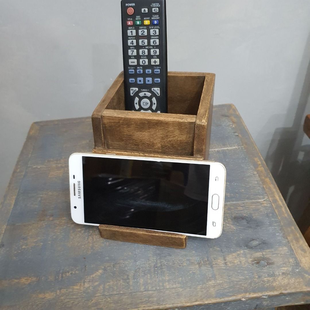 Gift idea - solid wood desk organizer with phone holder (Category: Storage Boxes & Baskets) located in Pasig City. Submitted by fine.finds (Listing ID 1271153758, Image 3). Description: Looking for gifts to give this Christmas? Look no further! This beautiful desk organizer made of solid wood with brass button accents is the perfect gift for family, friends, officemates and clients. Each piece is unique with the wood grain and character preserved