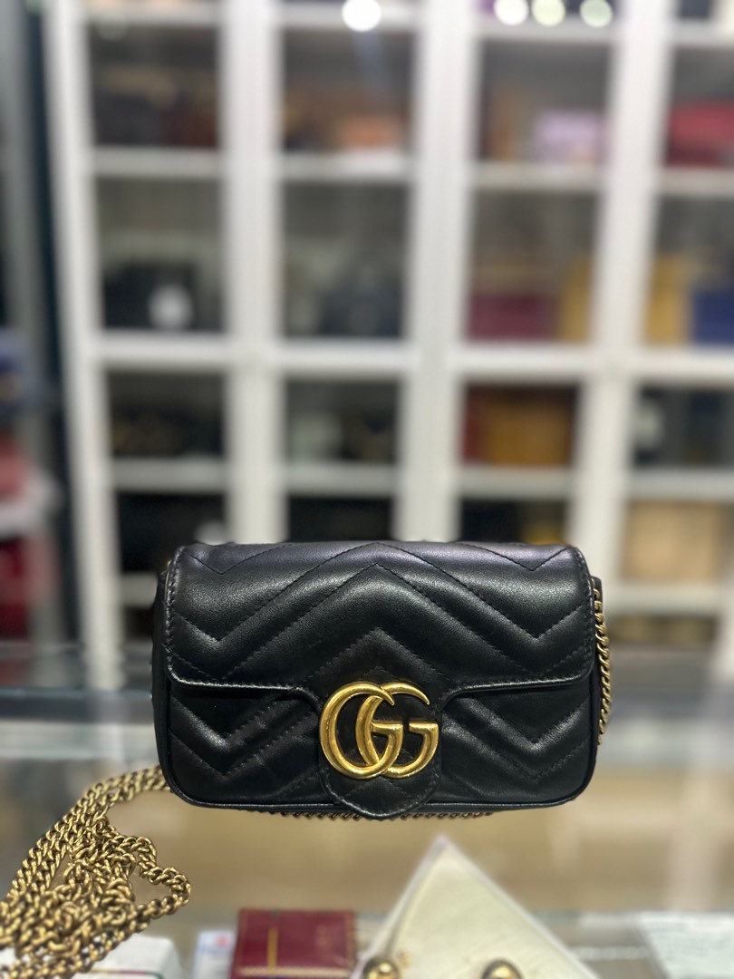 Gucci Marmont Chain Mini GG Black Leather Luxury Bags Wallets on Carousell