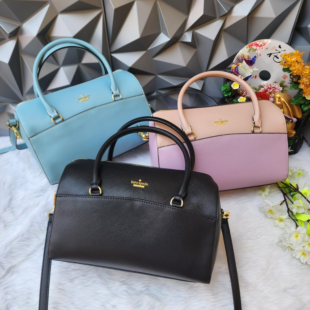 Kate Spade Ladies Bag Devyn Medium Satchel Zip Duffle in Saffiano Leather with Detachable Strap Women s Fashion Bags Wallets Cross body Bags on Carousell